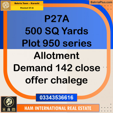 500 Sq. Yards Residential Plot for Sale in Precinct 27-A -  Bahria Town, Karachi - (BP-153342)