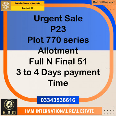 125 Sq. Yards Residential Plot for Sale in Precinct 23 -  Bahria Town, Karachi - (BP-153387)