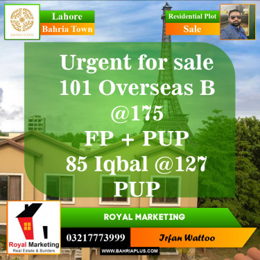 Residential Plot for Sale in Bahria Town, Lahore - (BP-153430)