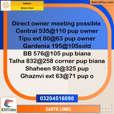 Residential Plot for Sale in Sector F - Tipu Sultan Ext. -  Bahria Town, Lahore - (BP-153476)