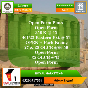 Residential Plot for Sale in Phase 2 - K Block -  Bahria Orchard, Lahore - (BP-153525)