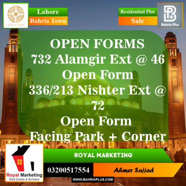 Residential Plot for Sale in Sector F - Alamgir Block -  Bahria Town, Lahore - (BP-153540)