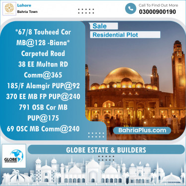 Residential Plot for Sale in Sector F - Tauheed Block -  Bahria Town, Lahore - (BP-153550)