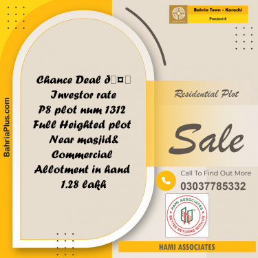 250 Sq. Yards Residential Plot for Sale in Precinct 8 -  Bahria Town, Karachi - (BP-153552)