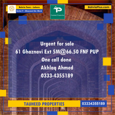 Residential Plot for Sale in Sector F - Ghaznavi Ext. Block -  Bahria Town, Lahore - (BP-153569)