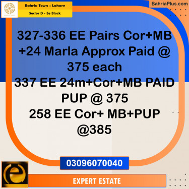 Residential Plot for Sale in Sector D - EE Block -  Bahria Town, Lahore - (BP-153577)