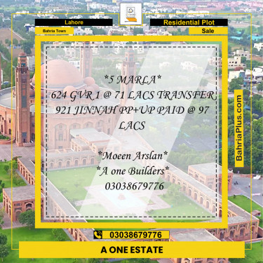 Residential Plot for Sale in Golf Phase 1 -  Bahria Town, Lahore - (BP-153579)