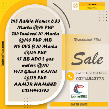 Residential Plot for Sale in Sector E - Bahria Homes -  Bahria Town, Lahore - (BP-153580)