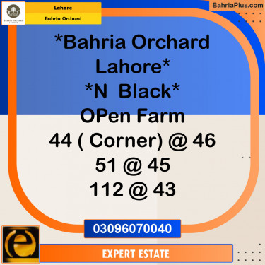 Residential Plot for Sale in Phase 2 - N Block -  Bahria Orchard, Lahore - (BP-153593)