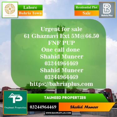 Residential Plot for Sale in Sector F - Ghaznavi Ext. Block -  Bahria Town, Lahore - (BP-153637)