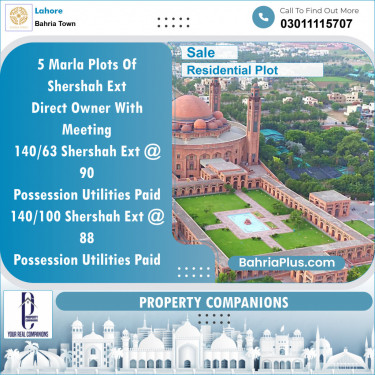 Residential Plot for Sale in Sector F - Shershah Block -  Bahria Town, Lahore - (BP-153667)