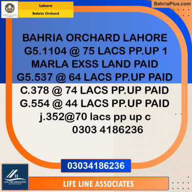 Residential Plot for Sale in Phase 4 - G5 Block -  Bahria Orchard, Lahore - (BP-153685)