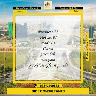 Residential Plot for Sale in Precinct 27 -  Bahria Town, Karachi - (BP-153688)