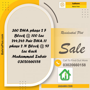 Residential Plot for Sale in Bahria Town, Lahore - (BP-153707)