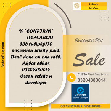 Residential Plot for Sale in Bahria Town, Lahore - (BP-153723)