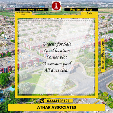 Residential Plot for Sale in Sector F - Tipu Sultan Block -  Bahria Town, Lahore - (BP-153758)