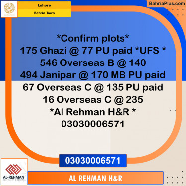 Residential Plot for Sale in Sector F - Ghazi Block -  Bahria Town, Lahore - (BP-153759)