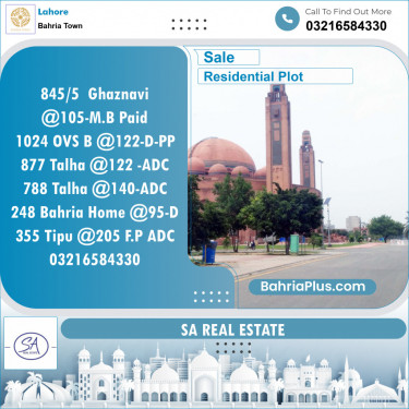 Residential Plot for Sale in Sector F - Ghaznavi Block -  Bahria Town, Lahore - (BP-153779)