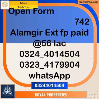 Residential Plot for Sale in Sector F - Alamgir Block -  Bahria Town, Lahore - (BP-153803)