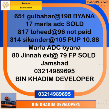 Residential Plot for Sale in Sector F - Sikander Block -  Bahria Town, Lahore - (BP-153822)