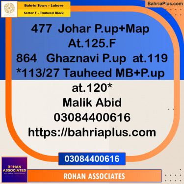 Residential Plot for Sale in Sector F - Tauheed Block -  Bahria Town, Lahore - (BP-153838)