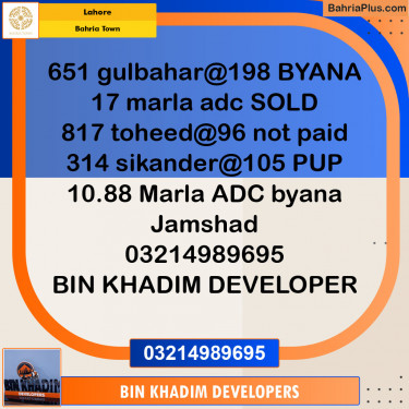 Residential Plot for Sale in Sector F - Tauheed Block -  Bahria Town, Lahore - (BP-153852)