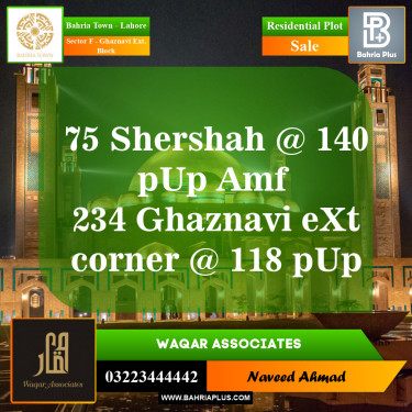 Residential Plot for Sale in Sector F - Ghaznavi Ext. Block -  Bahria Town, Lahore - (BP-153875)