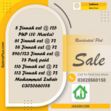 Residential Plot for Sale in Sector E - Jinnah Ext. Block -  Bahria Town, Lahore - (BP-153878)