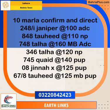 Residential Plot for Sale in Sector C - Janiper Block -  Bahria Town, Lahore - (BP-153891)