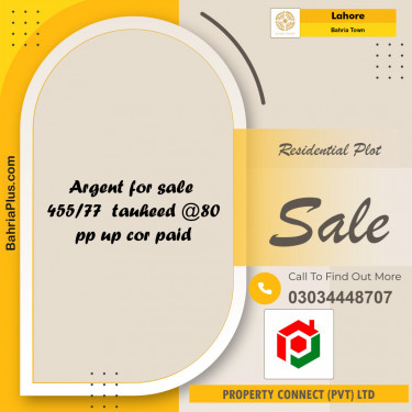 Residential Plot for Sale in Sector F - Tauheed Block -  Bahria Town, Lahore - (BP-153916)