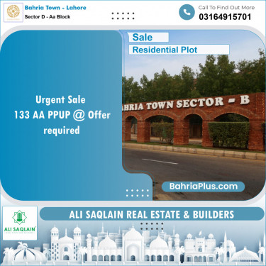 Residential Plot for Sale in Sector D - AA Block -  Bahria Town, Lahore - (BP-153925)