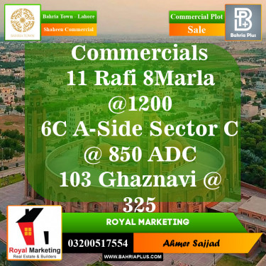 Commercial Plot for Sale in Sector E - Rafi Commercial -  Bahria Town, Lahore - (BP-153944)