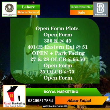 Residential Plot for Sale in Phase 2 - K Block -  Bahria Orchard, Lahore - (BP-153947)