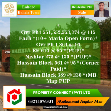 Residential Plot for Sale in Golf Phase 1 -  Bahria Town, Lahore - (BP-153953)