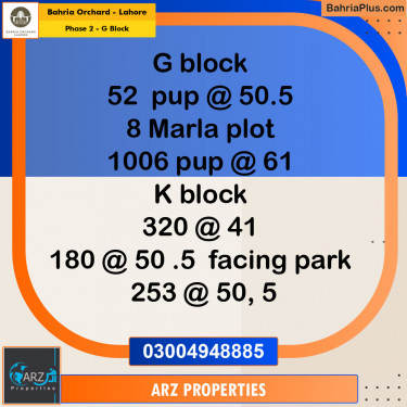 Residential Plot for Sale in Phase 2 - G Block -  Bahria Orchard, Lahore - (BP-153965)