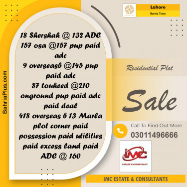 Residential Plot for Sale in Sector F - Shershah Block -  Bahria Town, Lahore - (BP-153971)