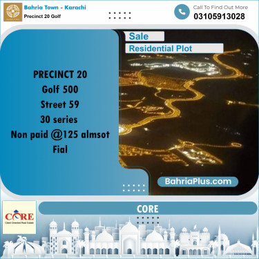 500 Sq. Yards Residential Plot for Sale in Precinct 20 Golf -  Bahria Town, Karachi - (BP-153984)