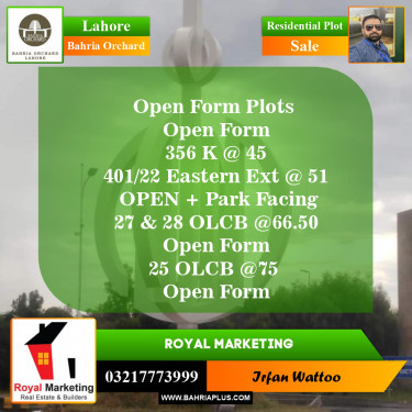 Residential Plot for Sale in Phase 2 - K Block -  Bahria Orchard, Lahore - (BP-153992)
