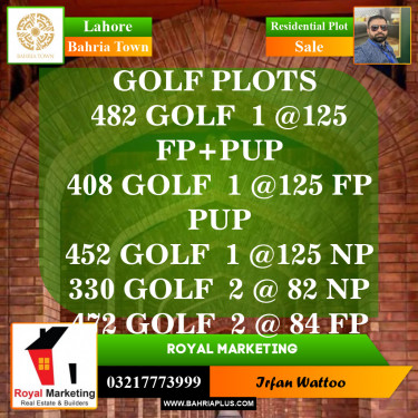 Residential Plot for Sale in Golf Phase 1 -  Bahria Town, Lahore - (BP-153999)