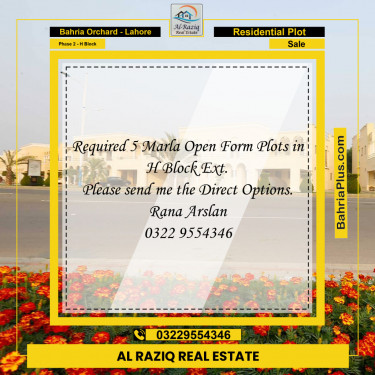 Residential Plot for Sale in Phase 2 - H Block -  Bahria Orchard, Lahore - (BP-154042)