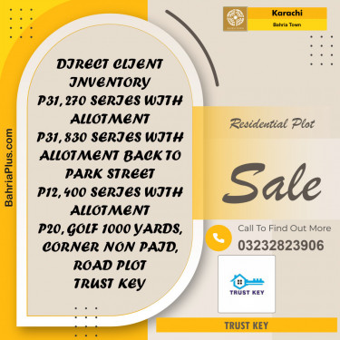 Residential Plot for Sale in Precinct 31 Plot -  Bahria Town, Karachi - (BP-154062)