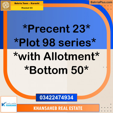 125 Sq. Yards Residential Plot for Sale in Precinct 23 -  Bahria Town, Karachi - (BP-154065)