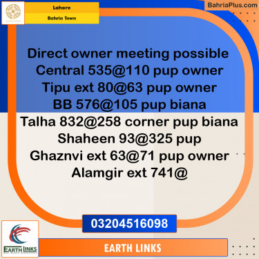 Residential Plot for Sale in Bahria Town, Lahore - (BP-154072)