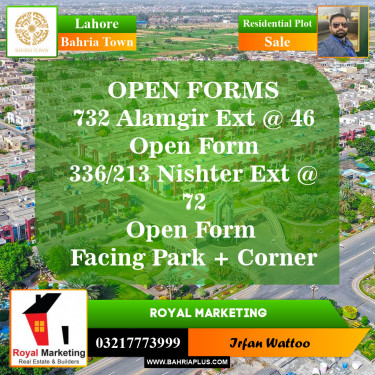 Residential Plot for Sale in Sector F - Alamgir Block -  Bahria Town, Lahore - (BP-154119)