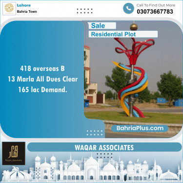 Residential Plot for Sale in Overseas B -  Bahria Town, Lahore - (BP-154150)