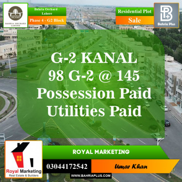 Residential Plot for Sale in Phase 4 - G2 Block -  Bahria Orchard, Lahore - (BP-154223)
