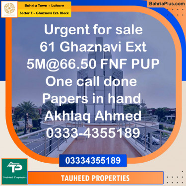 Residential Plot for Sale in Sector F - Ghaznavi Ext. Block -  Bahria Town, Lahore - (BP-154229)