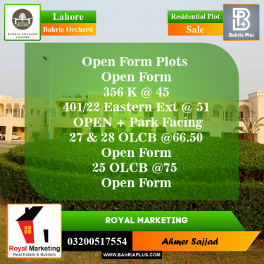 Residential Plot for Sale in Bahria Orchard, Lahore - (BP-154239)