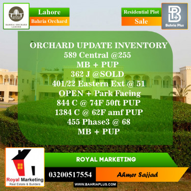Residential Plot for Sale in Bahria Orchard, Lahore - (BP-154240)