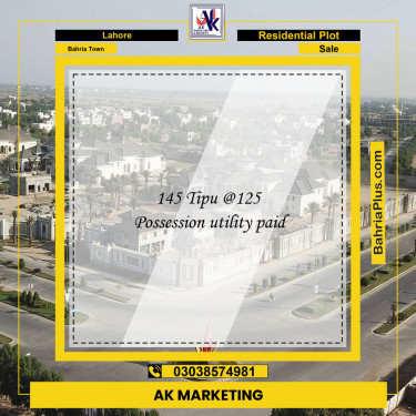 Residential Plot for Sale in Sector F - Tipu Sultan Block -  Bahria Town, Lahore - (BP-154249)